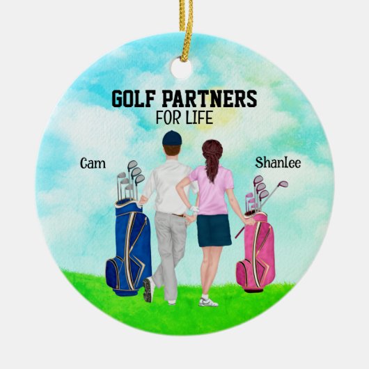 Golf Partners voor het leven aangepaste naam Keramisch Ornament (Voorkant)