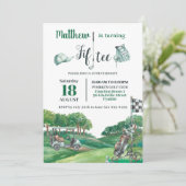 Golf Party 50th Fiftee Birthday Green Golf Course Kaart (Staand voorkant)