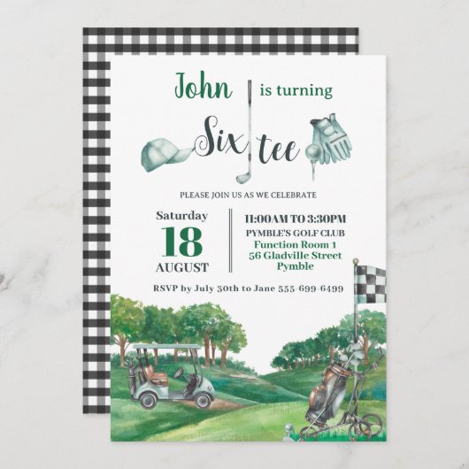 Golf Party 60th Birthday, 60 Kaart (Voorkant / Achterkant)