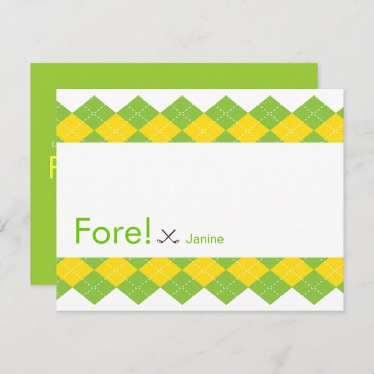 Golf Party Argyle Preppy Kaart (Voorkant / Achterkant)