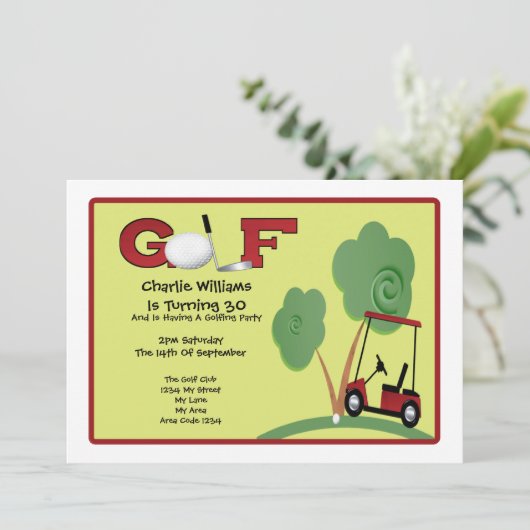 Golf Party Kaart (Staand voorkant)