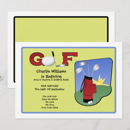 Golf Party Kaart (Voorkant / Achterkant)