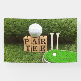Golf Party met T-shirt van Par op waterverf van gr Spandoek