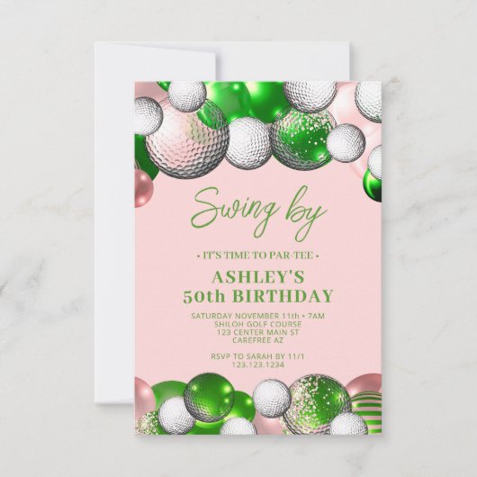 Golf Party schommel op verjaardag Kaart (Voorkant)