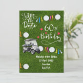 Golf Party-uitnodiging Save the Date 60th Birthday Kaart (Staand voorkant)