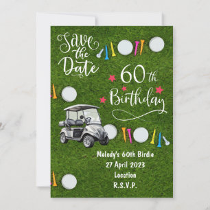 Golf Party-uitnodiging Save the Date 60th Birthday Kaart