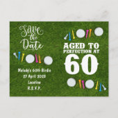 Golf Party-uitnodiging Save the Date 60th Birthday Uitnodiging Briefkaart (Voorkant)