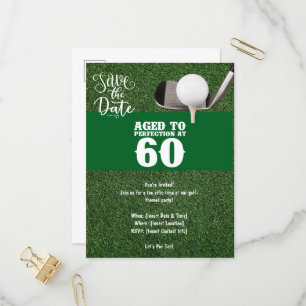 Golf Party-uitnodiging Save the Date 60th Birthday Uitnodiging Briefkaart