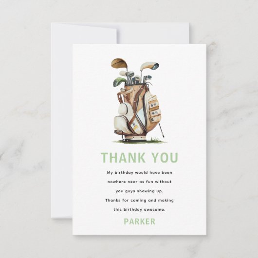 Golf Party Volwassen Verjaardag Bedankkaart (Voorkant)