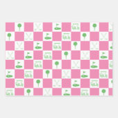 Golf Party Wrapping Paper-3 vellen Set Roze / Groe (Voorkant 2)