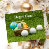 Golf Pasen met bal en kleurrijke paaseieren Feestdagenkaart