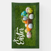 Golf Pasen met ballen en eieren voor golfer Spandoek (Verticaal)