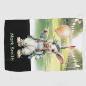 Golf Pasen met golfbaan achtergrond Golfhanddoek (Horizontaal)