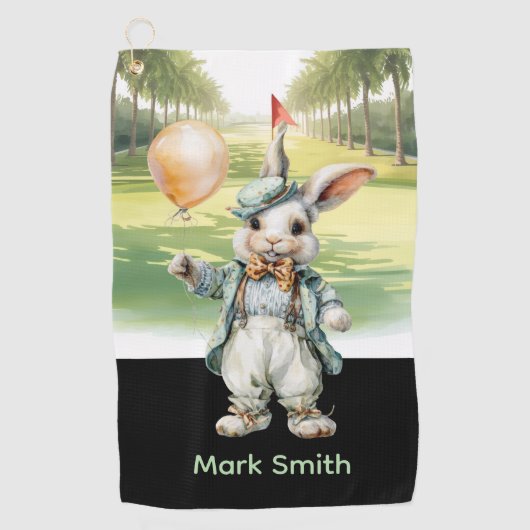 Golf Pasen met golfbaan achtergrond Golfhanddoek (Voorkant)