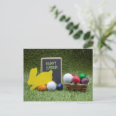 Golf Pasen met golfbal en kleurrijke eieren Feestdagenkaart (Staand voorkant)