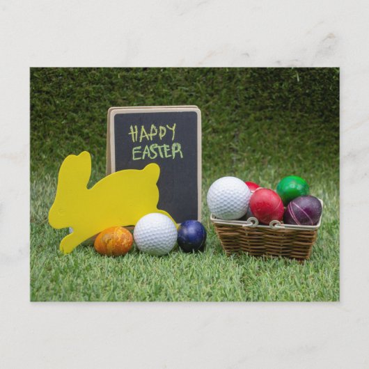 Golf Pasen met golfbal en kleurrijke eieren Feestdagenkaart (Voorkant)