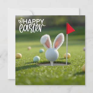 Golf Pasen met golfbal konijnenoor Feestdagenkaart