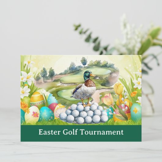 Golf Pasen naar golfer FEEST uitnodiging (Staand voorkant)