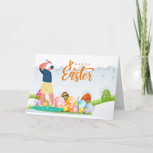 GoLF Pasen om te golfen met eitjes in golfbanen Feestdagen Kaart (Voorkant)