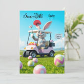 Golf Pasen Save the Date Uitnodiging - Bunny (Staand voorkant)