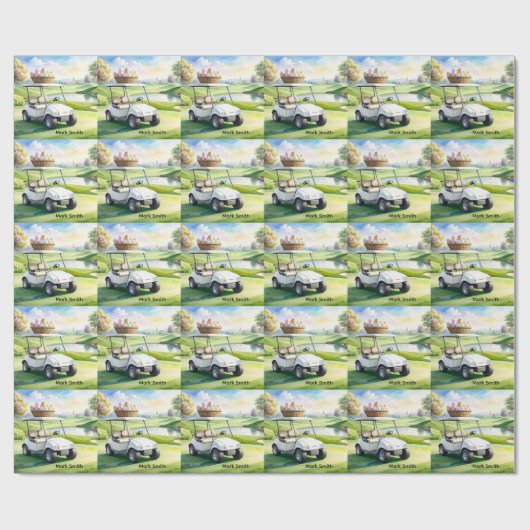 Golf Pasen vakantie met golfkar en paaseieren Cadeaupapier (Vlak)
