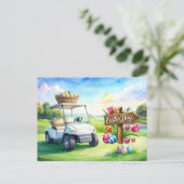 Golf Pasen vakantie op golfbaan Feestdagenkaart (Staand voorkant)