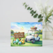 Golf Pasen vakantie op golfbaan Feestdagenkaart (Staand voorkant)