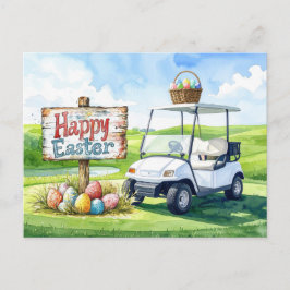 Golf Pasen vakantie op putting green Feestdagenkaart