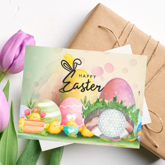 Golf Paskaart voor golfer-waterverf Feestdagenkaart