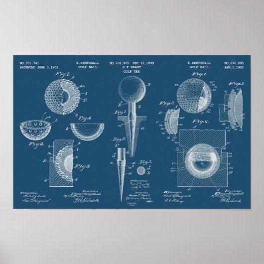  Golf Patent Poster 1 Cyanograph (Voorkant)