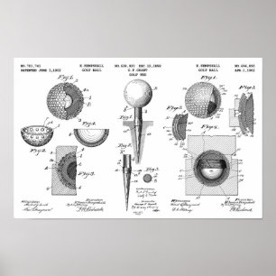  Golf Patent Poster 1 Zwart-wit