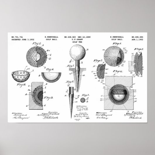 Golf Patent Poster 1 Zwart-wit (Voorkant)