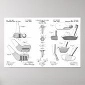  Golf Patent Poster 2 Black op White (Voorkant)