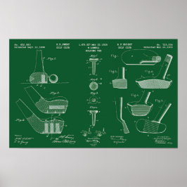  Golf Patent Poster 2 Groen Chalkboard