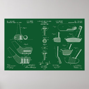  Golf Patent Poster 2 Groen Chalkboard