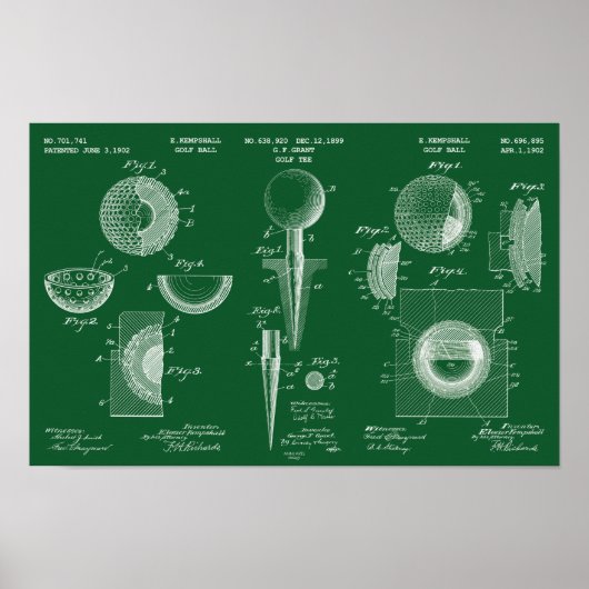 Golf Patent Poster 2 Groen Chalkboard (Voorkant)
