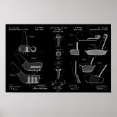  Golf Patent Poster 2 White op Black (Voorkant)