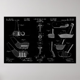  Golf Patent Poster 2 White op Black