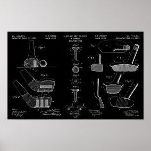  Golf Patent Poster 2 White op Black