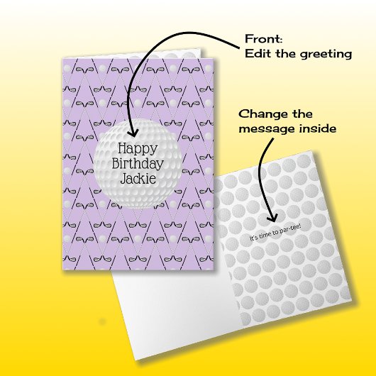 Golf patroon aangepaste naam verjaardag kaart