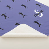 Golf Pattern Golfer Monogrammed Sports Periwinkle Sherpa Deken (3/4)