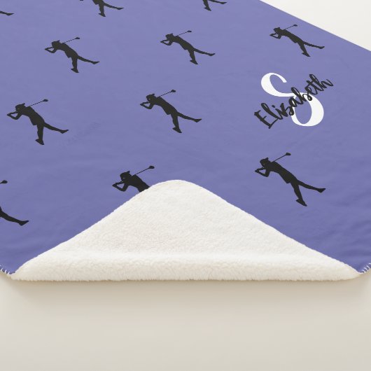 Golf Pattern Golfer Monogrammed Sports Periwinkle Sherpa Deken (3/4)