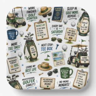GOLF PENSIOEN Aftrap ParTee voor golfer Papieren Bordje