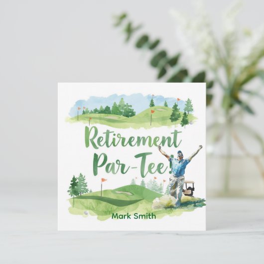 Golf pensioen golfer uitnodiging (Staand voorkant)