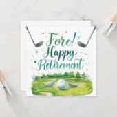 Golf Pensioen met bal op groen Kaart (Voorkant / Achterkant in situ)