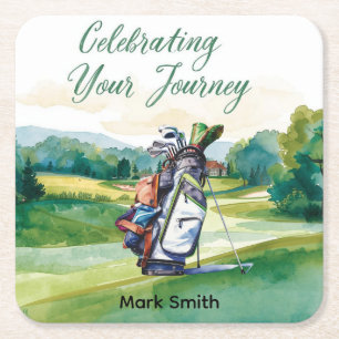 Golf Pensioen met golf thema Kartonnen Onderzetters