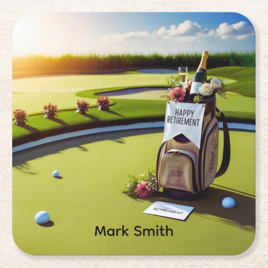 Golf Pensioen met golf thema Kartonnen Onderzetters (Voorkant)