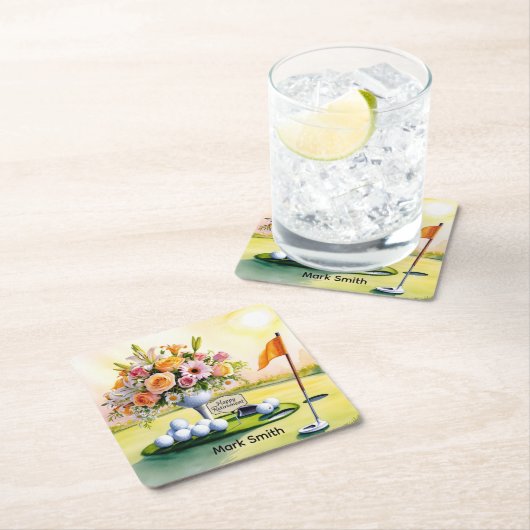 Golf Pensioen met golf thema Kartonnen Onderzetters (Insitu)