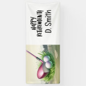Golf pensioen met golfbaan achtergrond spandoek (Verticaal)