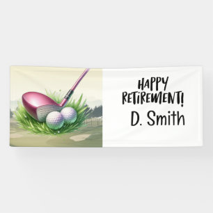 Golf pensioen met golfbaan achtergrond spandoek